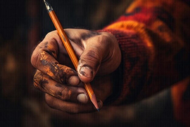 Capturing the Imperfect A Blurry CloseUp of a Hand Holding a Pencil