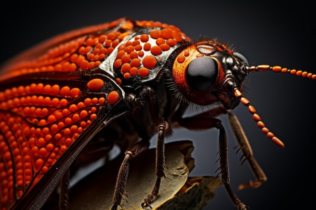 Photo capturing the intricate beauty exploring ladybug elytra wings under an electron microscope in hyper