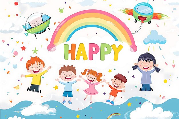 Photo capturing joy masterful vector illustrations for childrens day celebrations