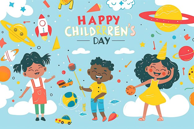 写真 capturing joy masterful vector illustrations for childrens day celebrations