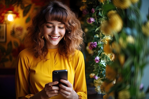 Capturing the Joy A Radiant Cute and Beautiful Young Woman Engaged in Mobile Phone Conversations