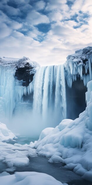 Capturing the majestic beauty of an ice waterfall in iceland