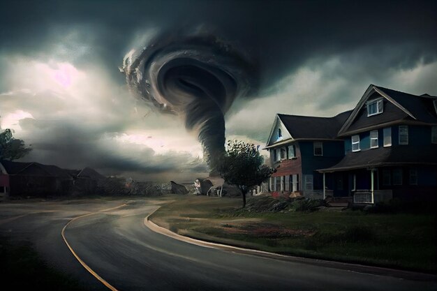 Photo capturing the moment of a catastrophic tornado the power of nature generative ai