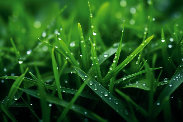 Photo capturing the serene beauty macro photography of a green grass field in ar 32