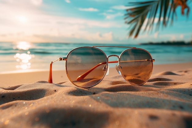 静けさの太陽に照らされたビーチの雰囲気をさまざまな色合いで捉える Generative Ai