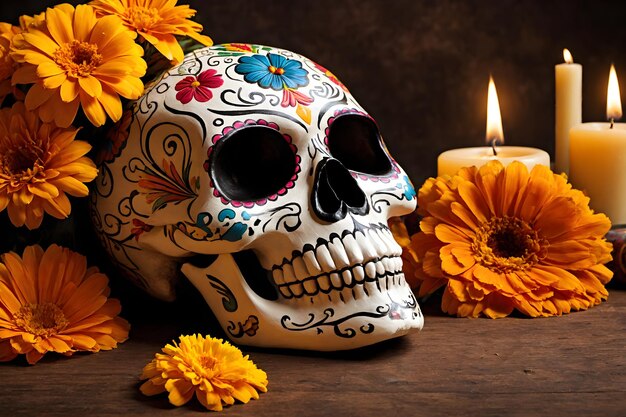 Capturing the soul day of the dead in artistic sugar skull