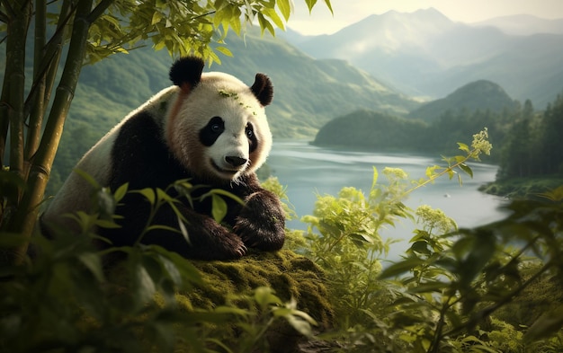 Photo capturing the spectacular panda in its habitat