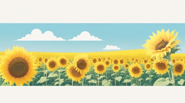 Capturing the Splendor of a Beautiful Sunlit Day over a Field of Vibrant Sunflowers