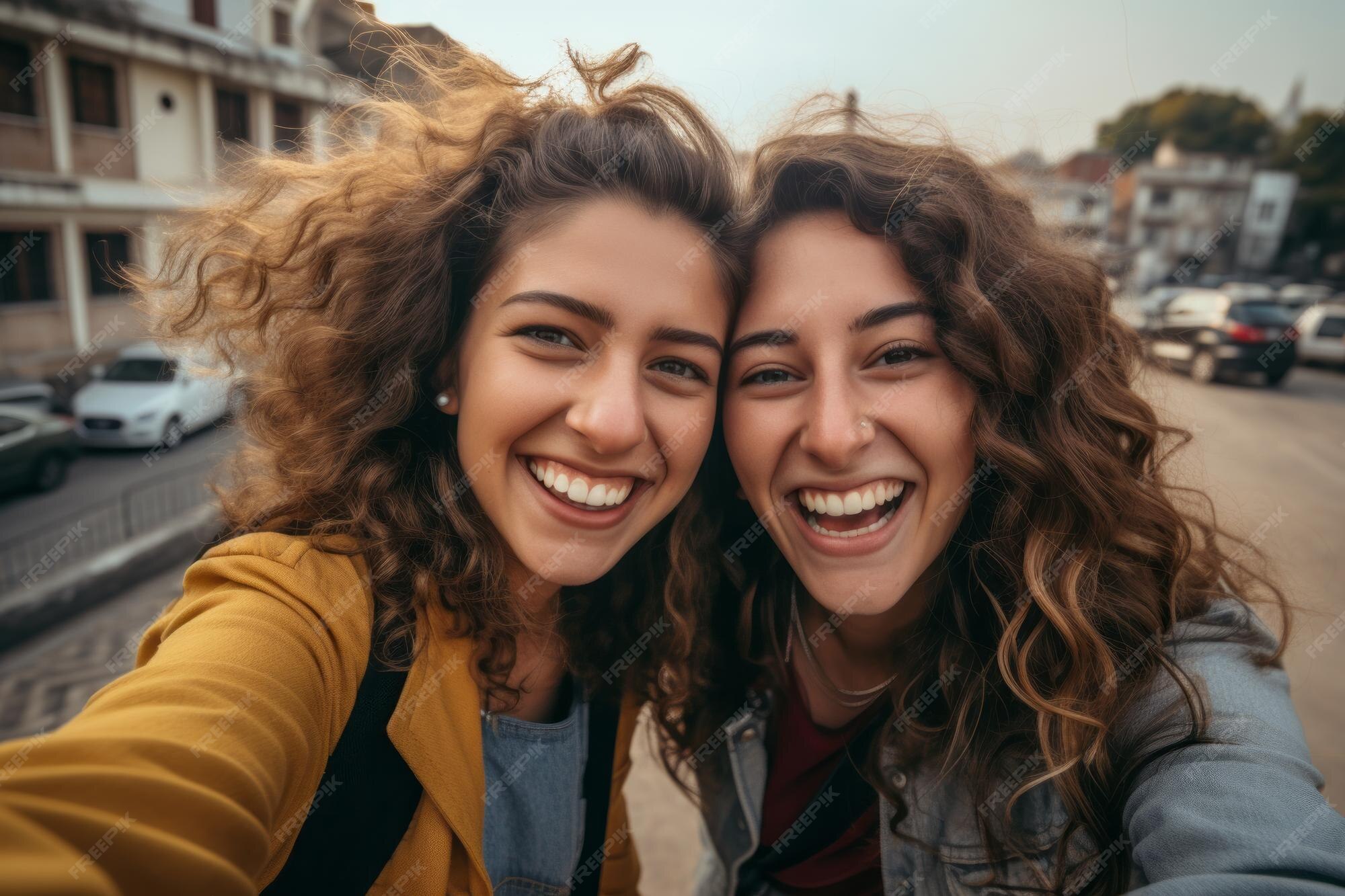  Premium AI Image | Capturing a spontaneous and stylish selfie moment