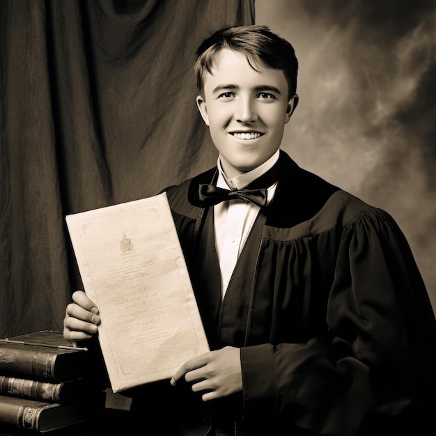 Винтажный портрет 15-летнего Эдисона, празднующего образование, — самый ранний триумф Томаса Эдисона.