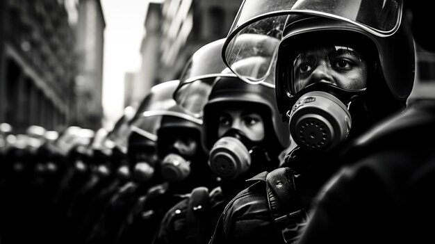 capturing the tumultuous clash between riot police and protesters