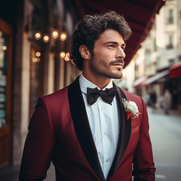 Capturing the Vibrant Majesty Macro Detail Photography of a Dashing Rockstar Groom Embracing a Bol