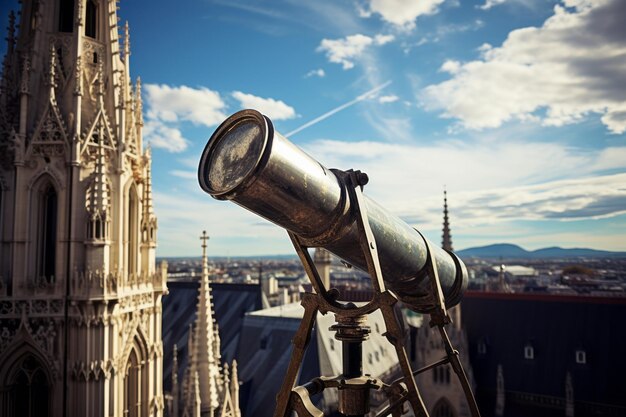 Photo capturing vienna's skyline the spectacular telescope atop stephansdom cathedral