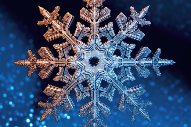 Capturipng The Mesmerizipng Symmetry Of Snowflake Crystal Generative AI