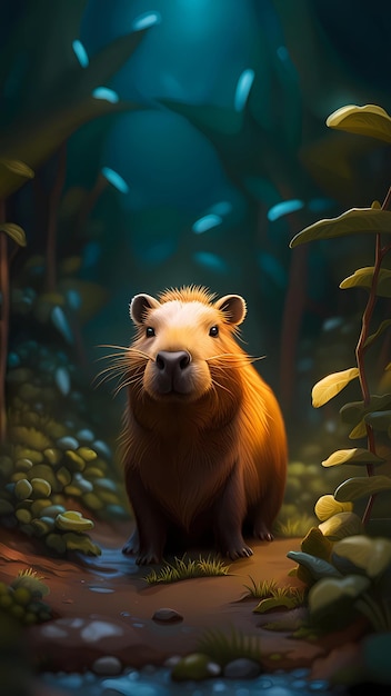 Capybara 3d cartoon character illustration