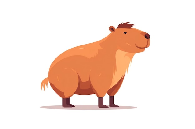 Capybara dier geïsoleerd op witte achtergrond cartoon flat