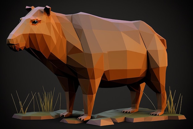 Capybara geomatrick low poly coll capybara animal ai generated art