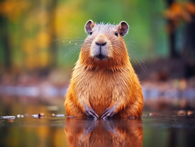 Capybara in zijn natuurlijke habitat Wildlife Fotografie Generatieve AI