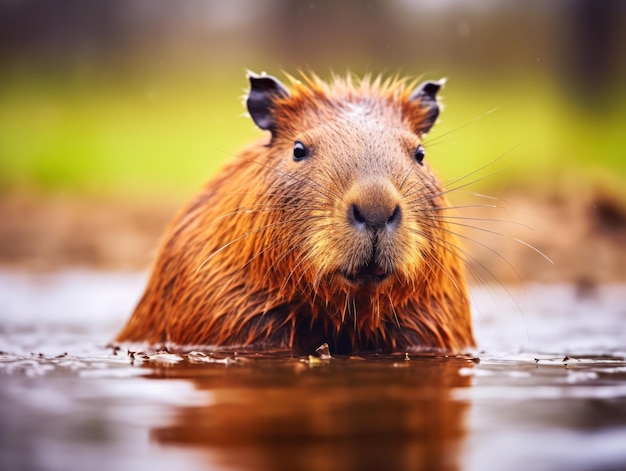 Capybara in zijn natuurlijke habitat Wildlife Fotografie Generatieve AI