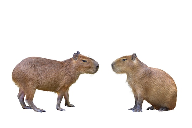 Foto capibara isolato su sfondo bianco.