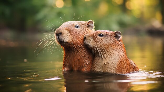 Capybara Kisses the Cheek Capybara Baby Love