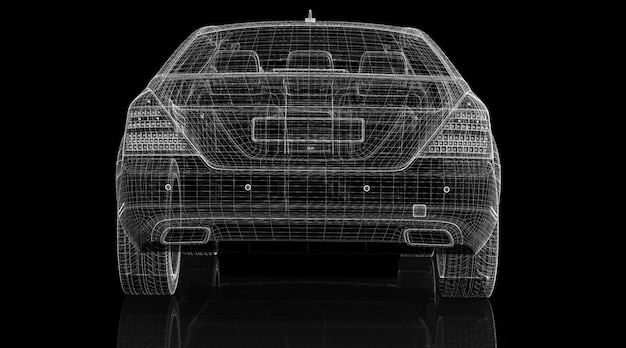 사진 자동차 3d 모델 차체 구조, 와이어 모델