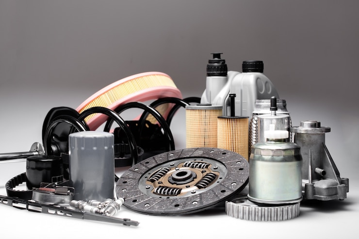 Photo car accessories elements isolated on white