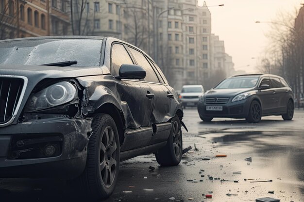 Автомобильная авария в большом городе