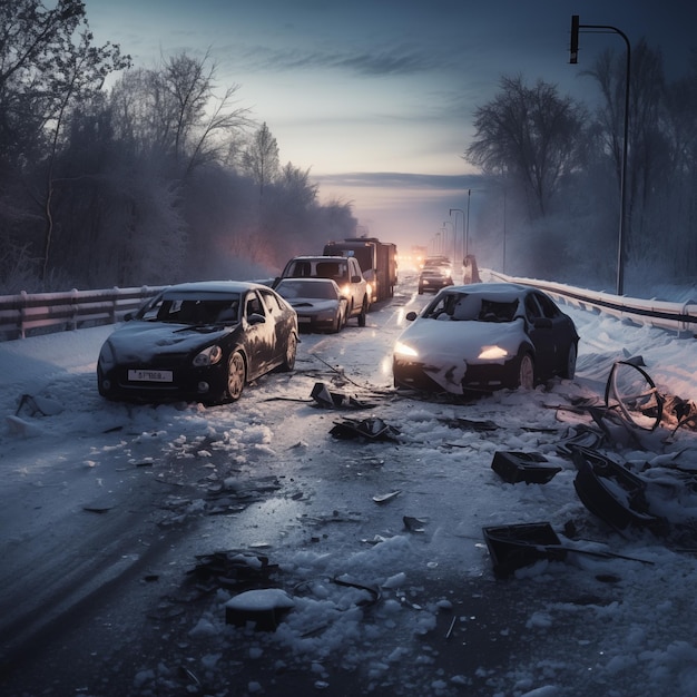 Фото Автомобильная авария на дороге зимой автомобильное столкновение на заснеженной дороге