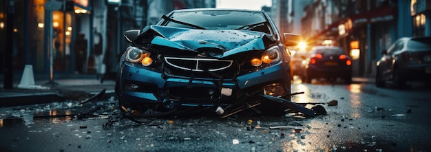 a car in an accident in an urban area