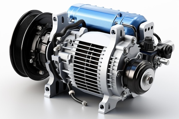 Car alternator on a white background 3d rendering Computer digital drawing