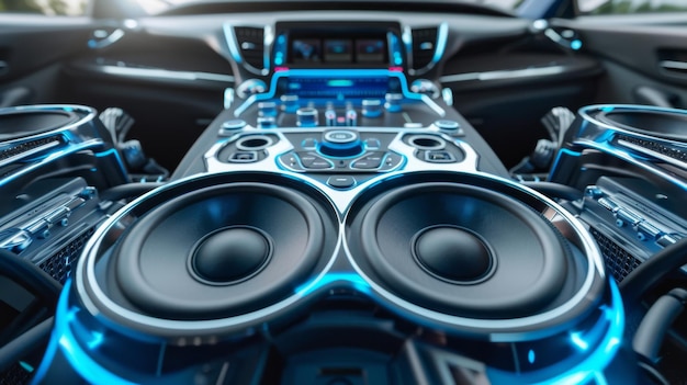 Photo a car audio system with speakers and subwoofers providing immersive sound on the road