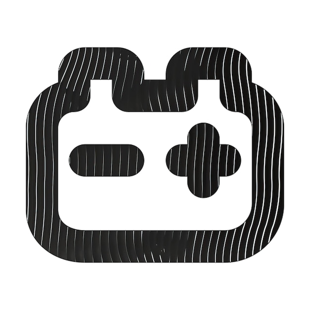 car battery icon black white lines texture