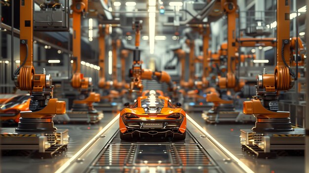 Car Being Assembled on Factory Conveyor