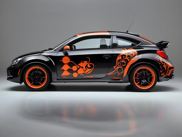 Foto auto di colore nero arancione