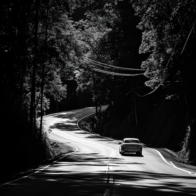 黒い道路の車