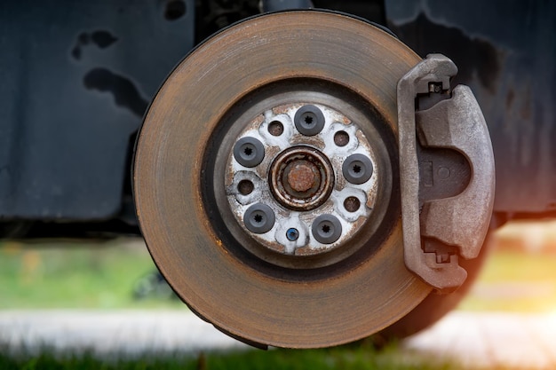 Car brake disc with traces of corrosion