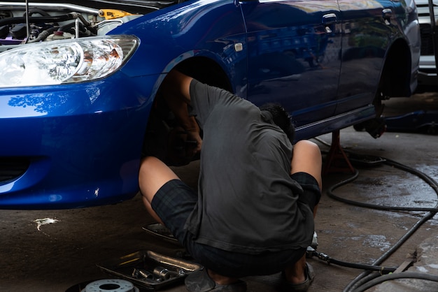 Car brake system for repair at the car garage