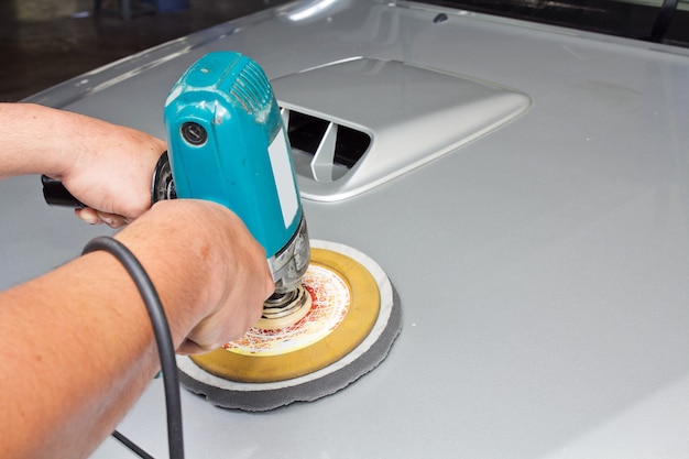 Car care with power buffer machine 