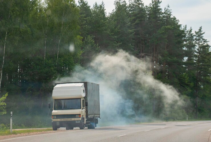 車両の故障により、道路を走行中に車が発火した