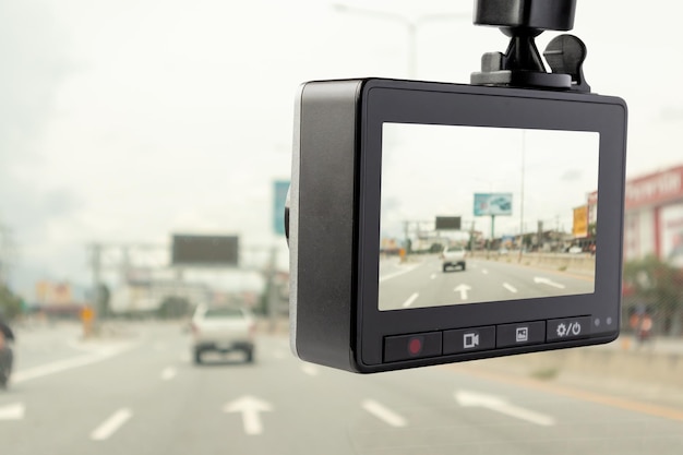 Photo car cctv camera video recorder for driving safety on the road