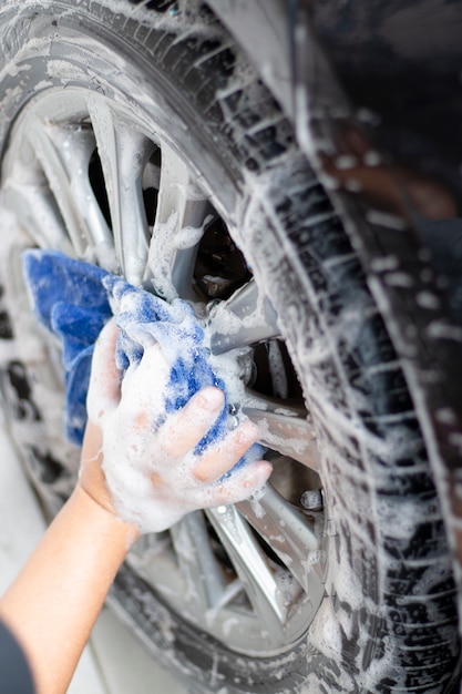 Photo car cleaning and washing outdoor