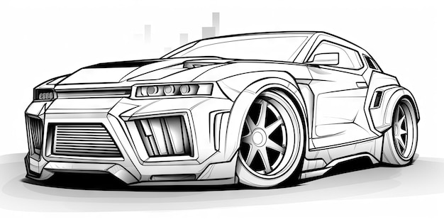 Foto libro da colorare per auto doodle per auto illustrazione di veicoli futuristica