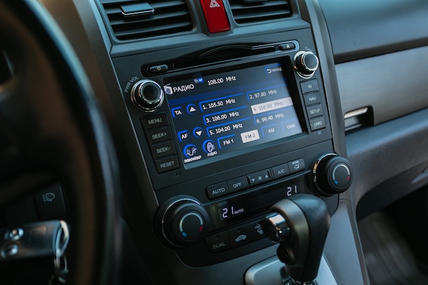 Car control panel. Front view.