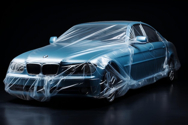 A car covered by a protective wrap Generative Ai