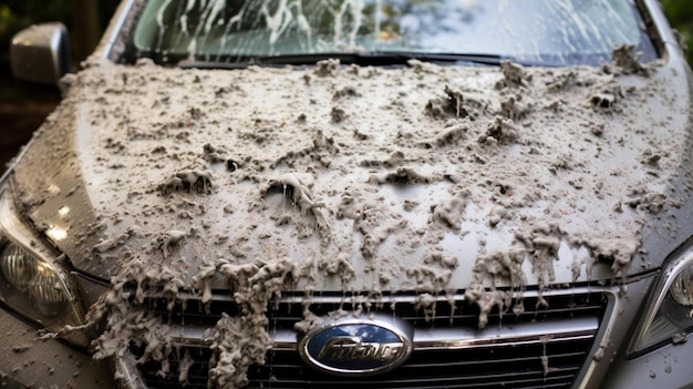 写真 鳥の排泄物で覆われた車