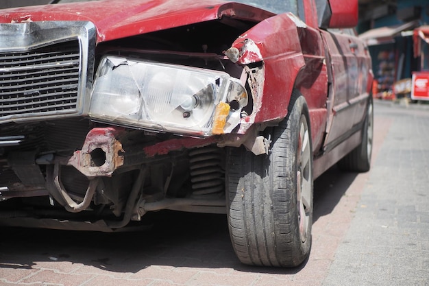 Photo car damaged by a road accident