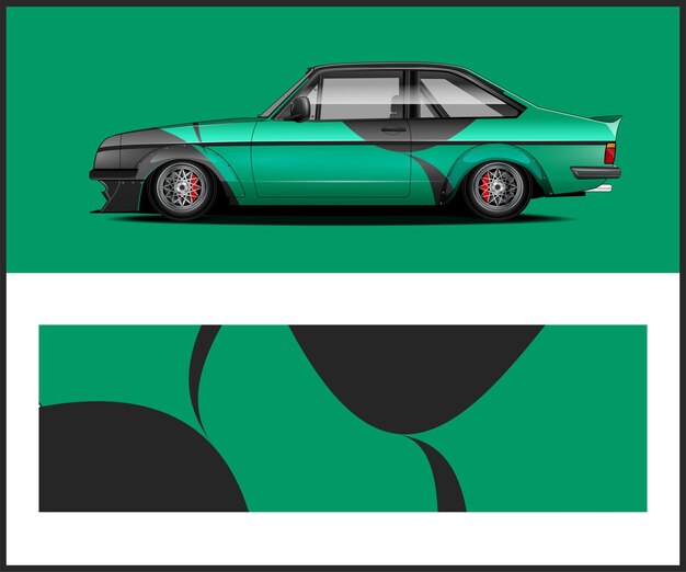 Foto car decal wrap vector design of voertuig wrap design