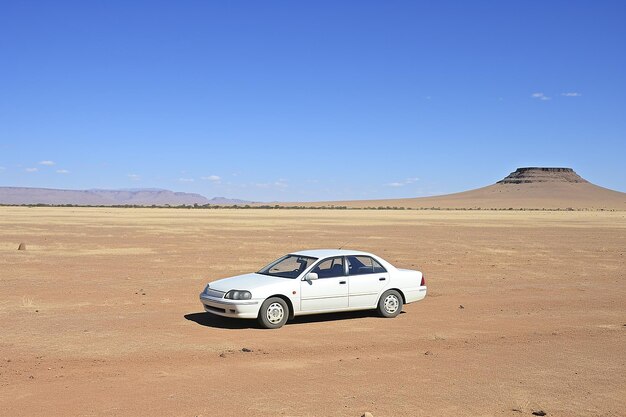 Car in the desert on a bright sunny day recreation and tourism