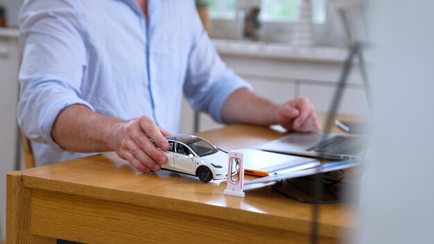 car design engineer working on car prototype for automobile business synchronos